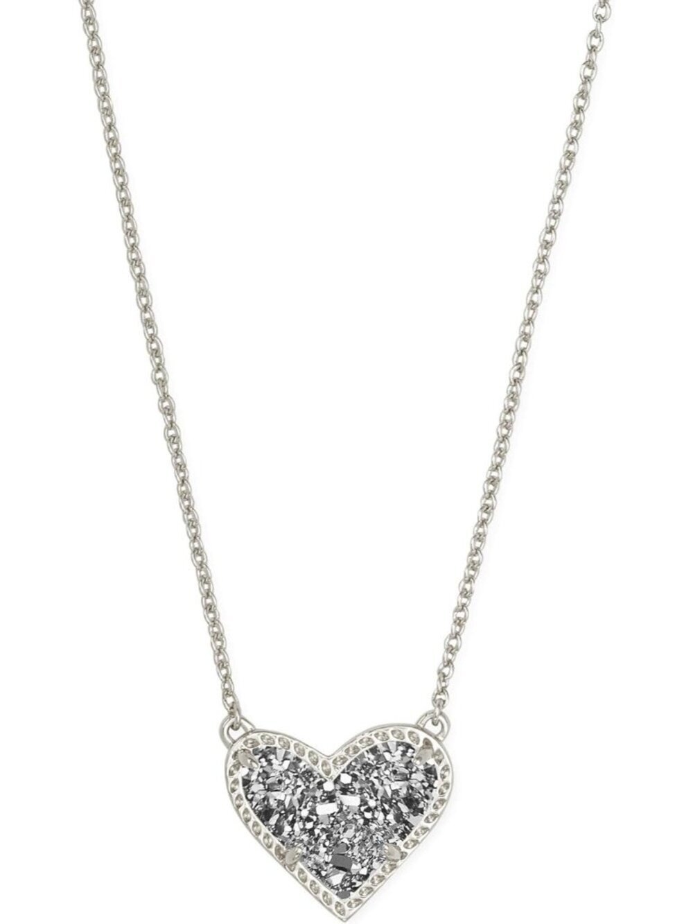 Women's Gold Platinum Drusy Heart Adjustable Length Jewellery Pendant Necklace